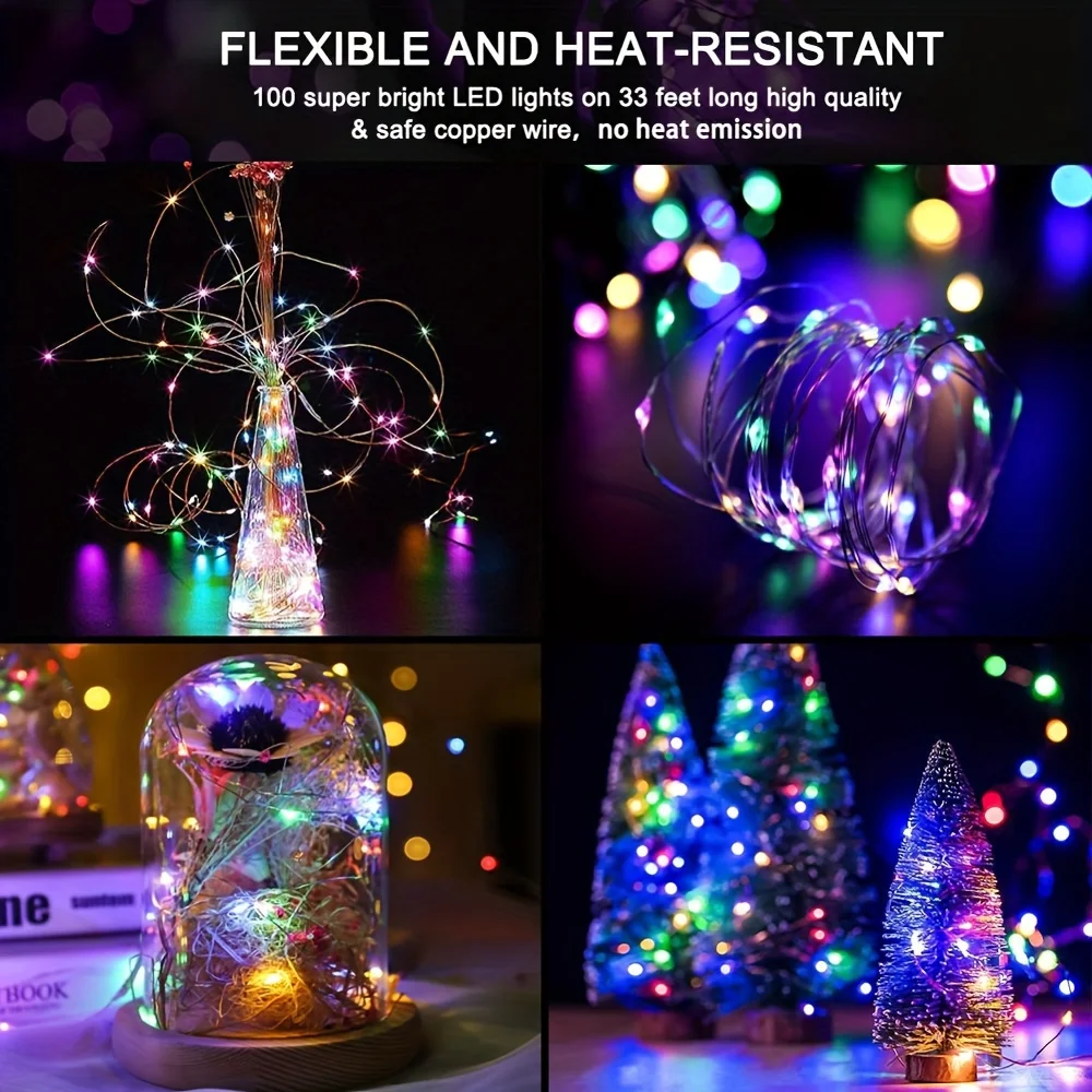 LED Copper Wire String Lights USB Powered With Remote Control 8 Lighting Modes Fairy Light For Weddings Party Room Home Decor