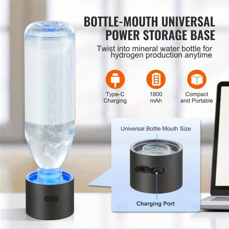 SEWS-Hydrogen Water Bottle 1400PPB Hydrogen Water Bottle Generator 460Ml Portable Electrolysis Machine For Home Office