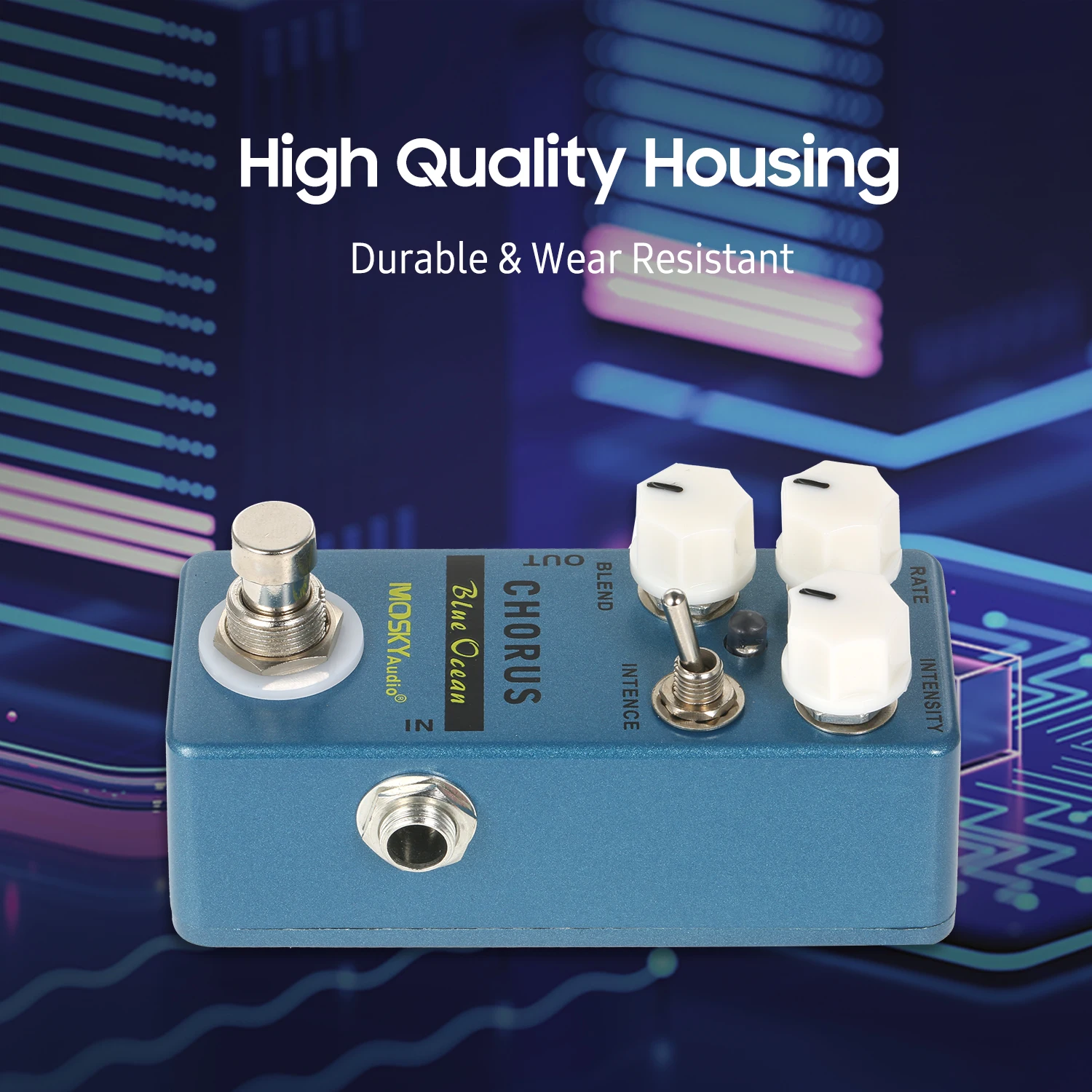MOSKYaudio Blue Ocean Chorus Guitar Effect Pedal Chorus/True Bypass Rate + Blend + Intensity + Intence Effect Pedal