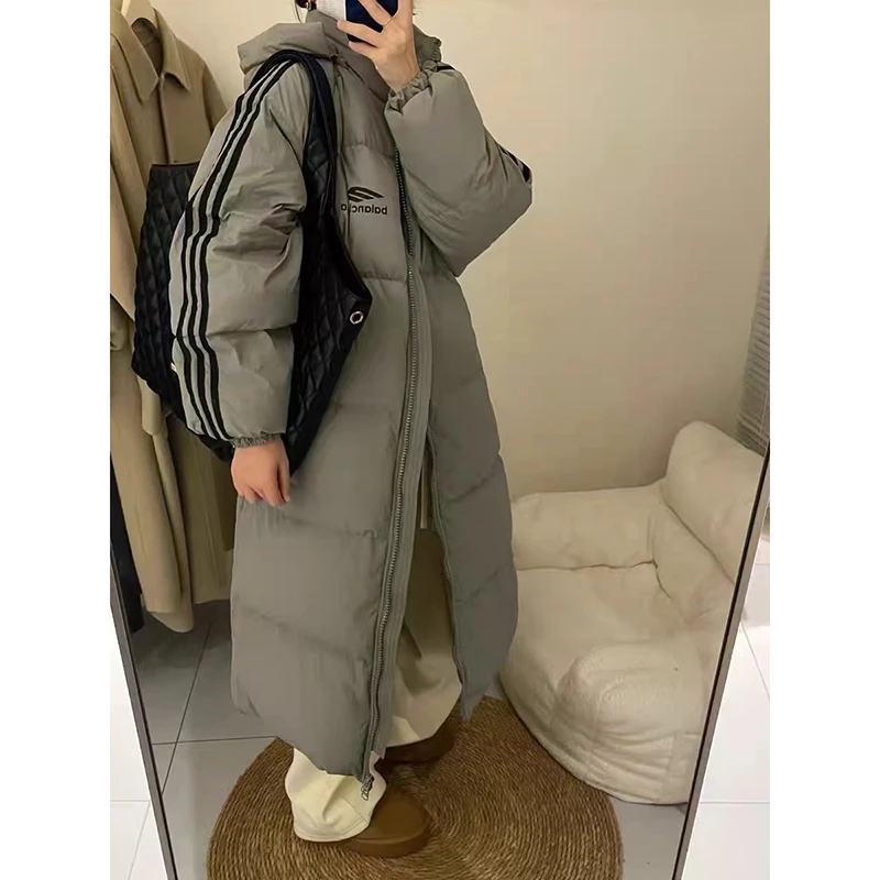 Women Long Down Jackets Coat 2024 Winter Unisex Warm Coat Loose PufferJacket Hooded New Long Parka Windproof Parkas Zipper Coat