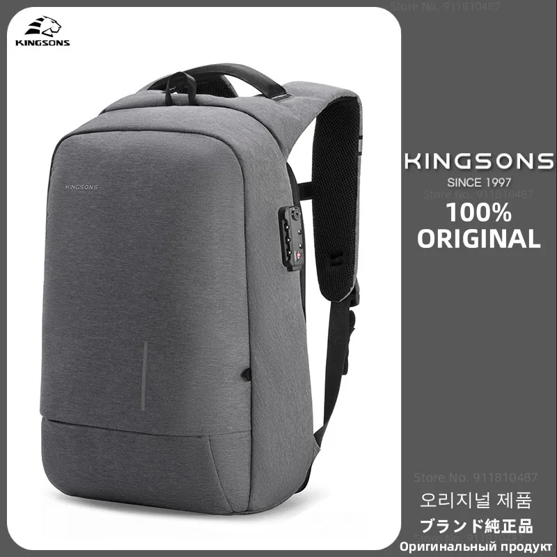 Kingsons Men\'s Laptop Backpacks Ultralight External USB Charging Laptop Backpack For Male Business Travel Anti-theft Backpack