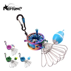 NEPTUNE SPEAR Fishing Lock Buckle Telescopic Fish Buckle Stainless Steel Live Fish Lock with Wheels Float Carp Sea Fishing Tools