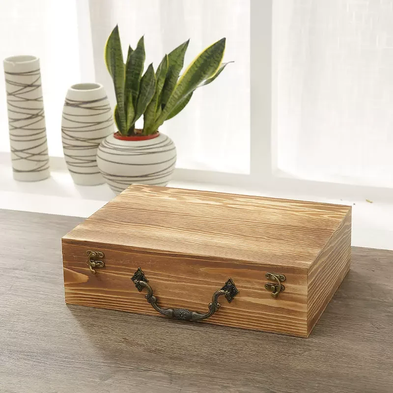 Wooden Large Rectangular Pine Storage Box with Flip Lid-Solid Wood Craftsmanship Long-Lasting Durability for Home Organization