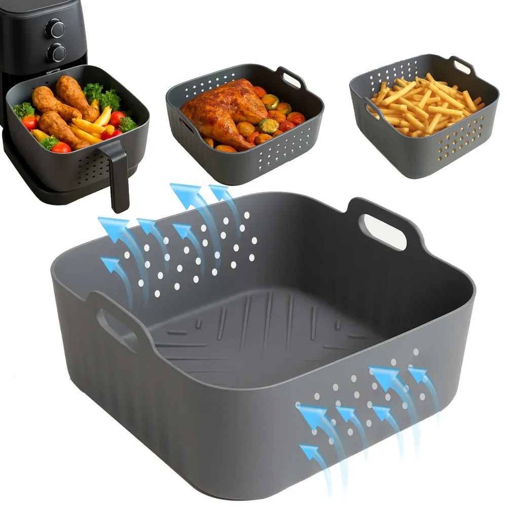 

Square Air Fryer Mold for Ninja AF180 AF181 AF140 AF141 Reusable Silicone Air Fryer Liners for Philips HD9270 Baking Accessories