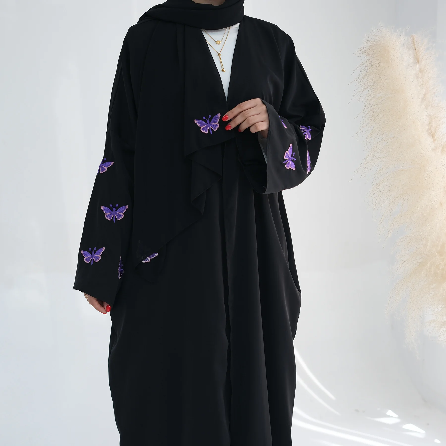 

Dubai Eid Ramadan Kimono Embroidery Abaya Women Muslim Hijab Dress Prayer Kebaya Robe Islamic Kaftan Marocain Arabic Clothing