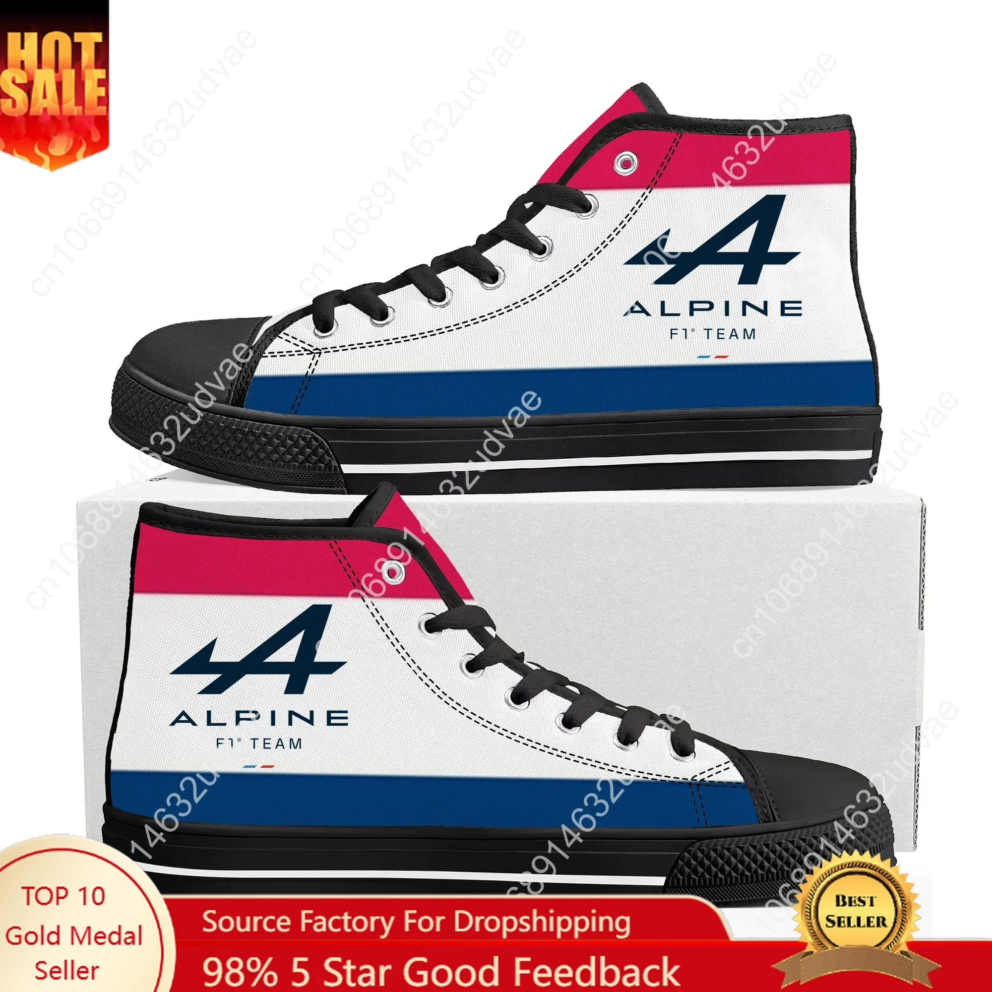

2023 Alpine F1 Custom High Top Sneakers Team Racing Mens Womens Teenager High Quality Canvas Sneaker Custom Built Couple Shoes