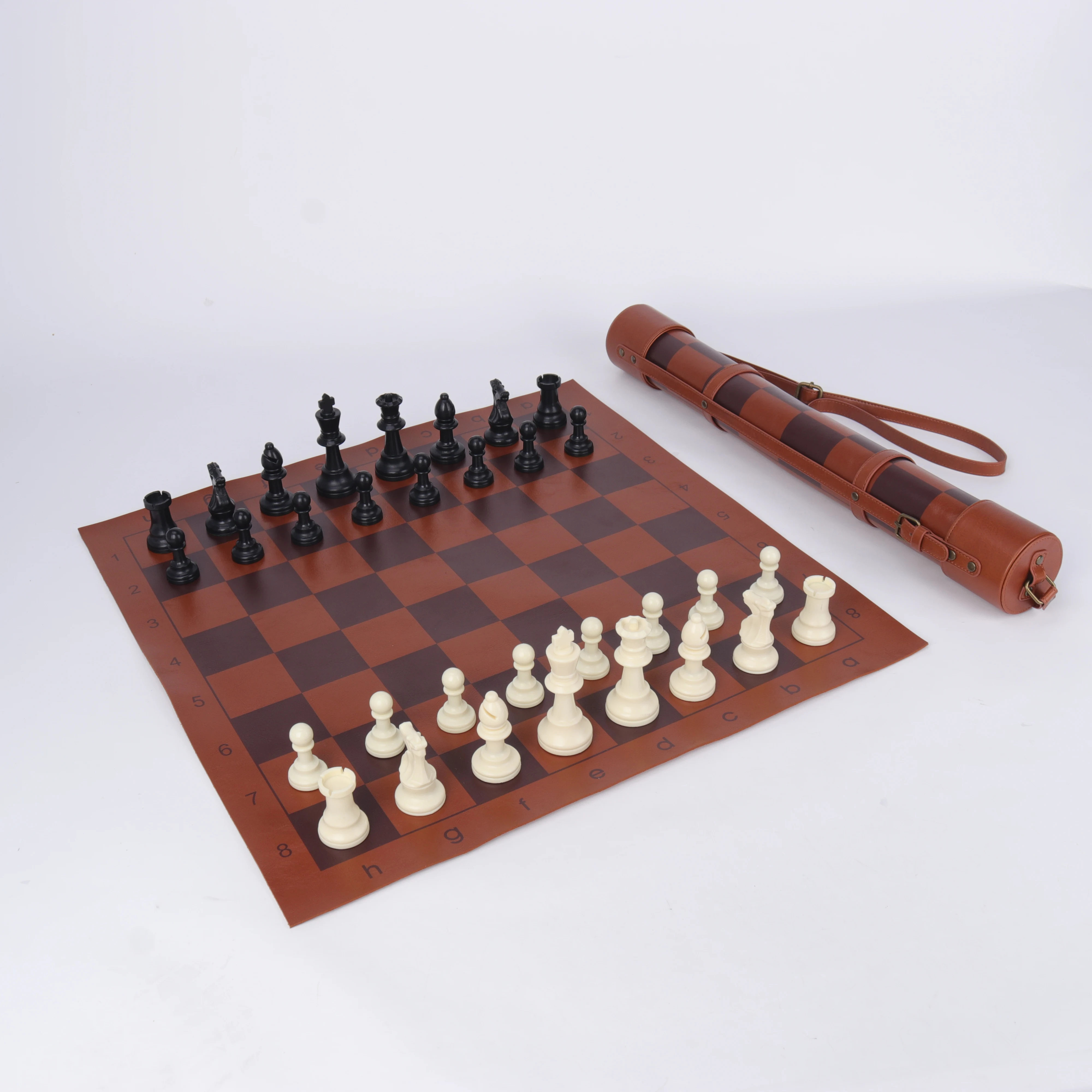 

Luxury Outdoor Sports Portable Roll-up PU Leather Chess Set International Chess