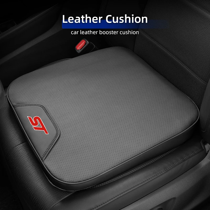 PU Leather Car Heightening Seat Cushion Memory Breathable Chair Mat For Ford ST Line Racing RS S Kuga Fiesta Edge Focus Mustang
