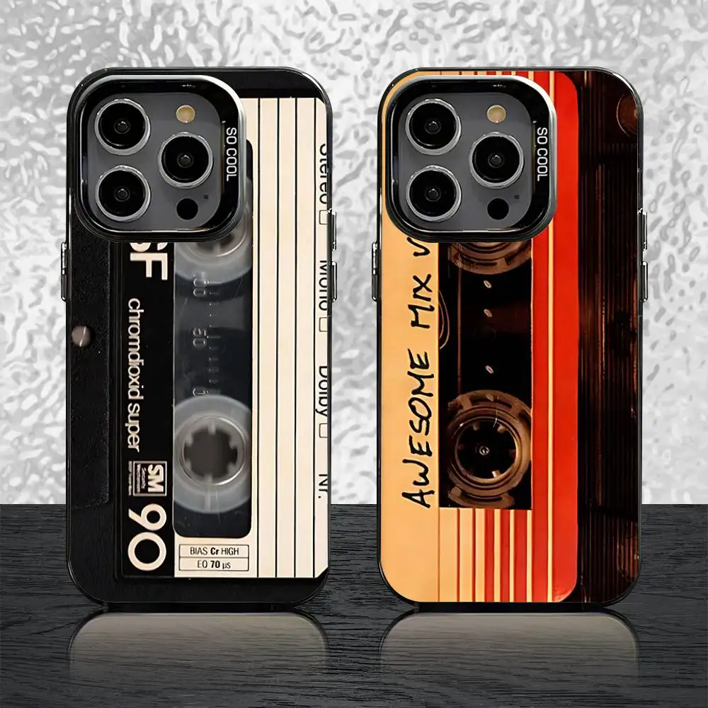 

Cassette Tape Vintage Phone Case For iPhone 16,15,14,13,12,11,Pro,XS,Max,Plus,Mini,SE Black Candy Matte Shockproof Cover