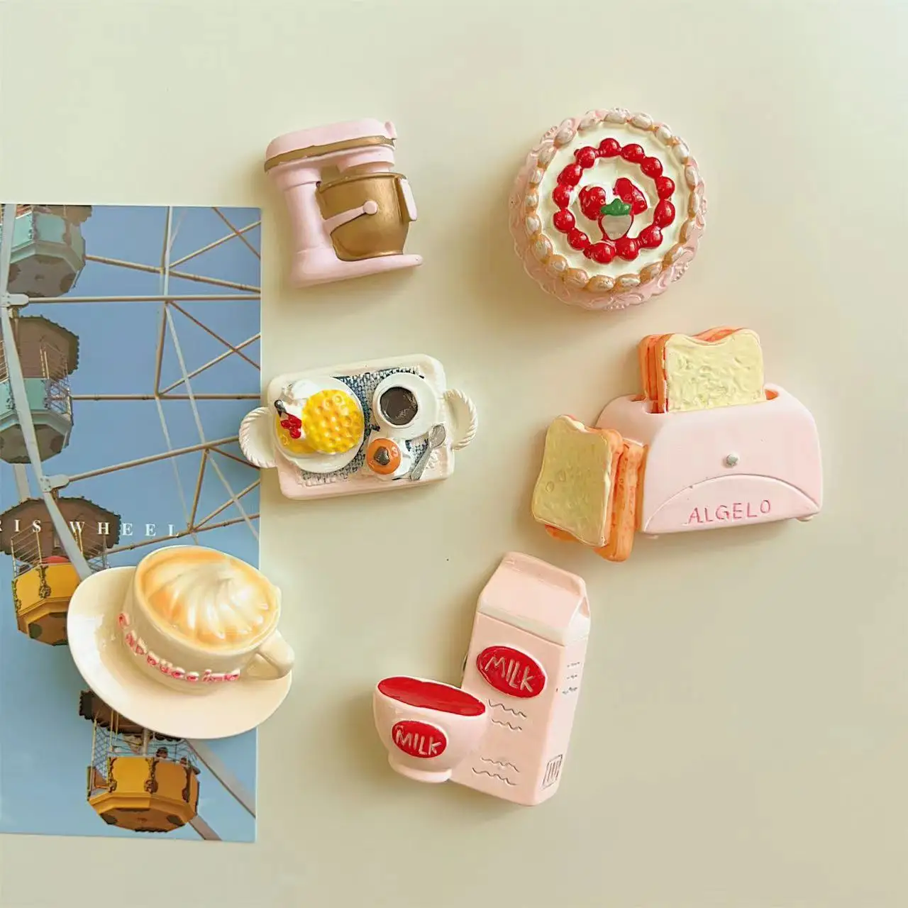 Harajuku Girl Is Cute Creative Resin Refrigerator Magnets Emulating Cake and Milk Mini Kitchen Utensils Home Decor Accessories