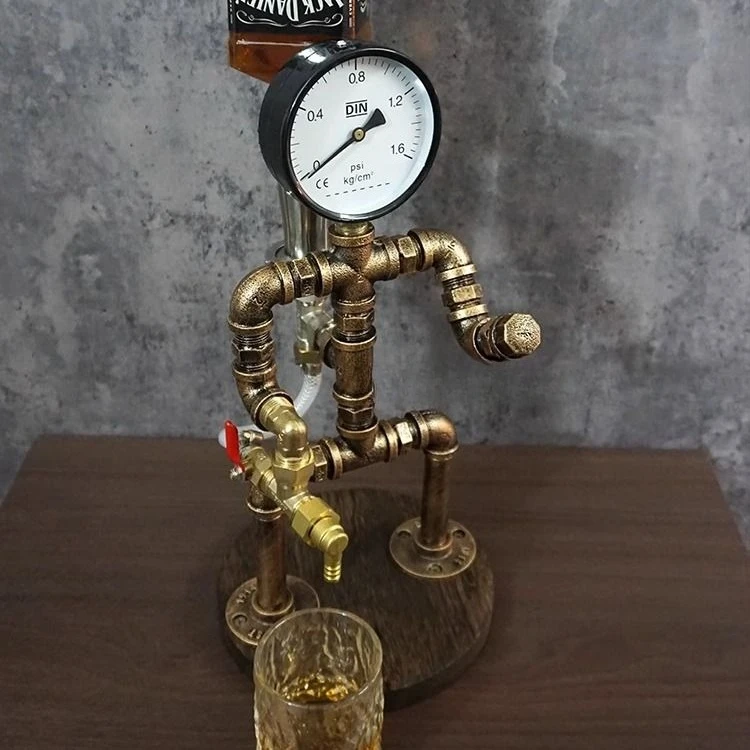 Water pipe robot wine dispenser retro industrial style wine rack bar creative decoration ornament