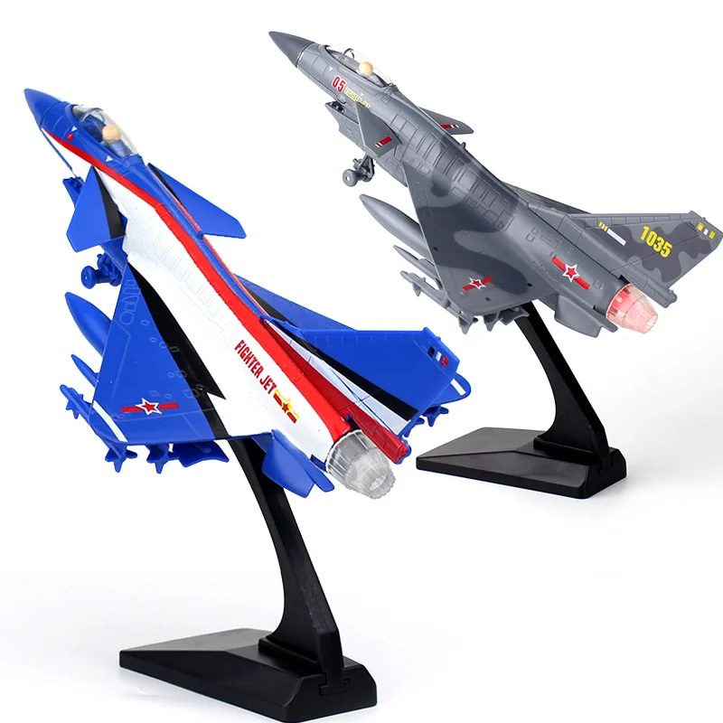 Model Alloy Aircraft J10 J20 Military Vehicle Sound and Light Pull Back Miniature Metal Fighter Collection Gifts Toys for boys