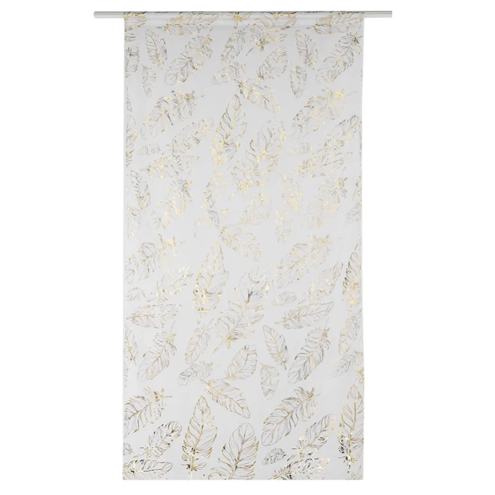 1 set Gold Foil Print Sheer Curtains Floral Pattern 52