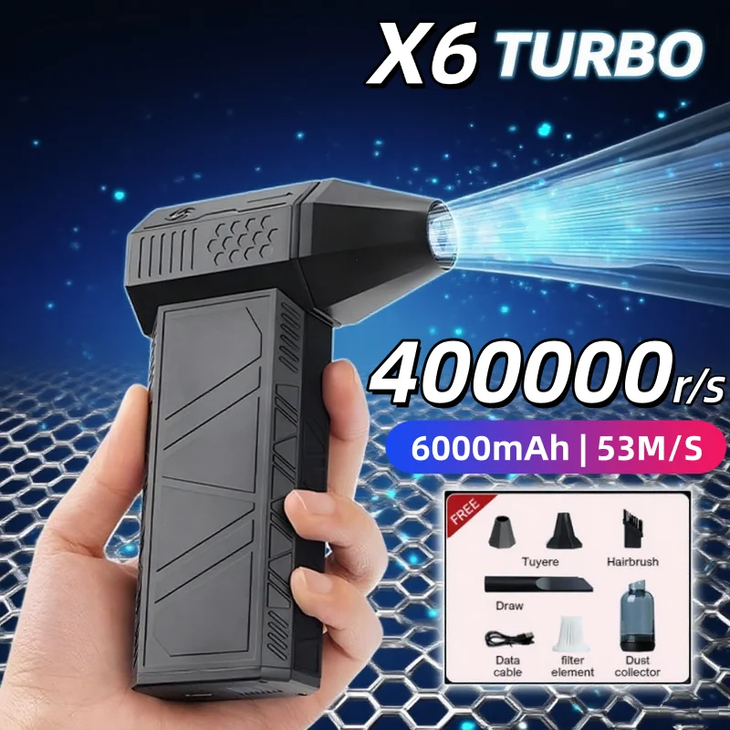 

Turbo jet fan Violent Fan X6 Powerful Air Blower 300g High Power Duct Fan Mini Turbo Jet Fan 400000 RPM Strong Winds Turbo Fan