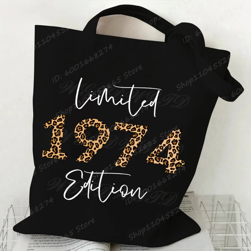 Leopard Years Print Handbags Limited 1970-1979 Edition Tote Bag Women Harajuku Shopper Handbag Retro 70's Bag Vintage Canvas Bag