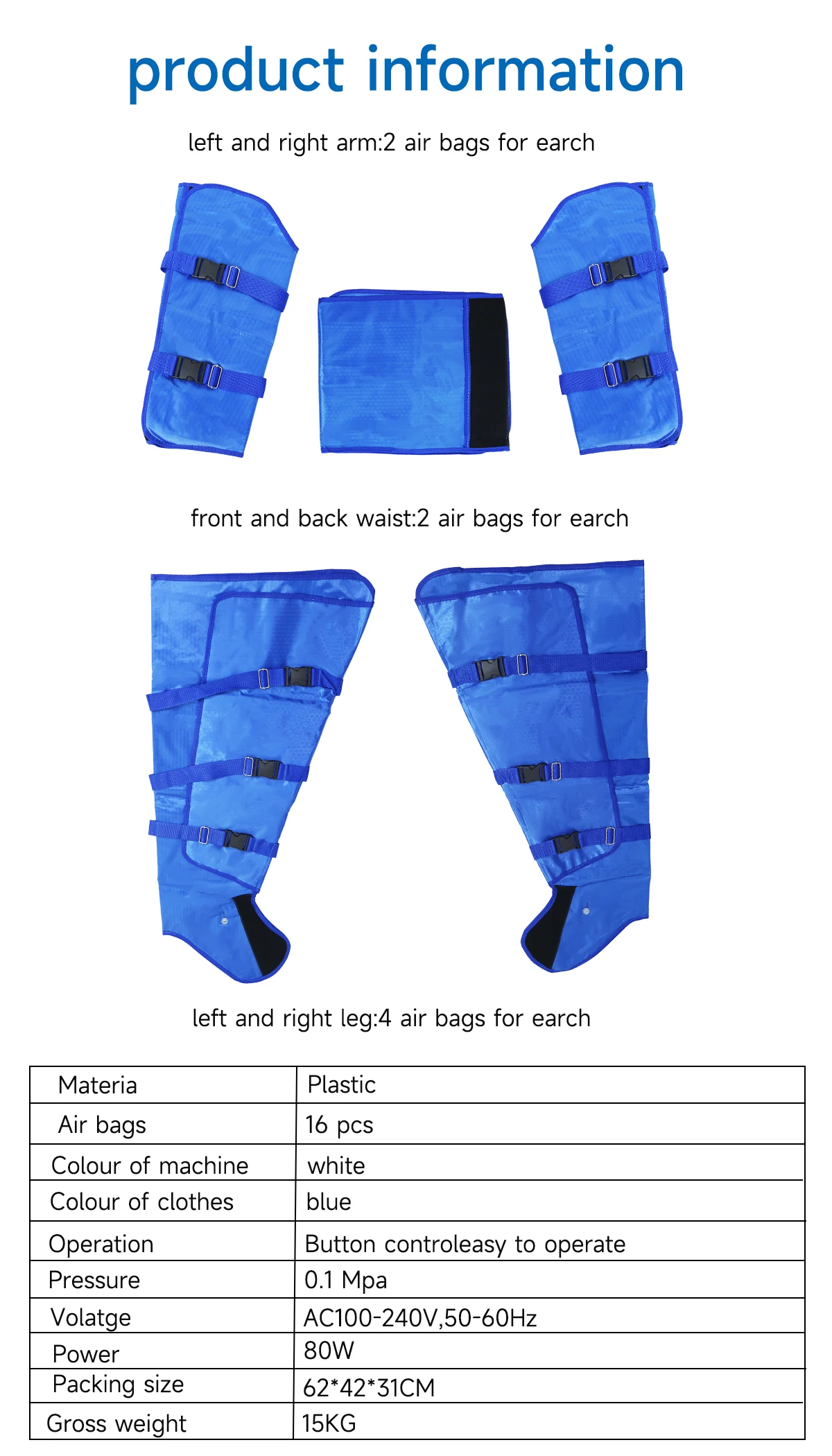 NEWGAGA Luftwellen-Druck, Lymphdrainage, Vakuum-Pressotherapie-Maschine, Muskelentspannung, Bein, Taille, Körpermassage, Luftkompression – Detail 10