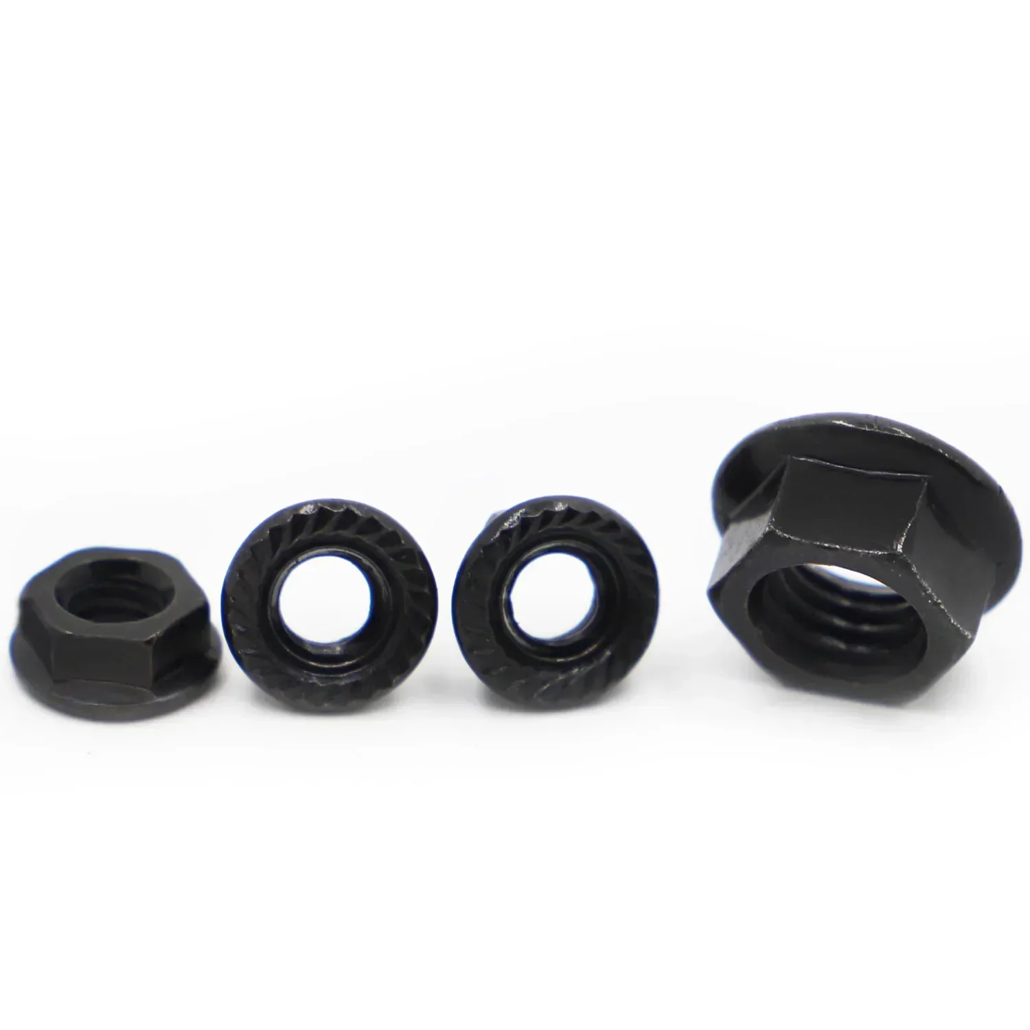 5-50pcs M3 M4 M5 M6 M8 M10 M12 Hexagonal Flange Nut Hex Black Locking Nuts Black Carbon DIN6923