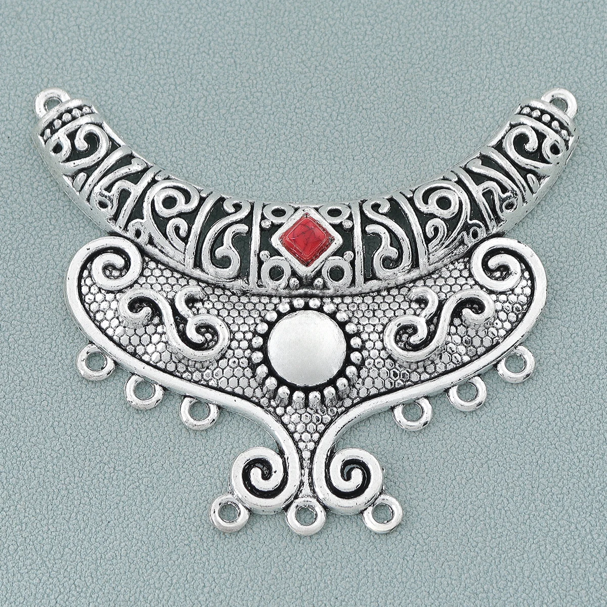 1 PC Large Ethnic Crescent Moon Chandelier Porous Faux Stone Necklace Connector for DIY Jewelry Making Accessories Materials
