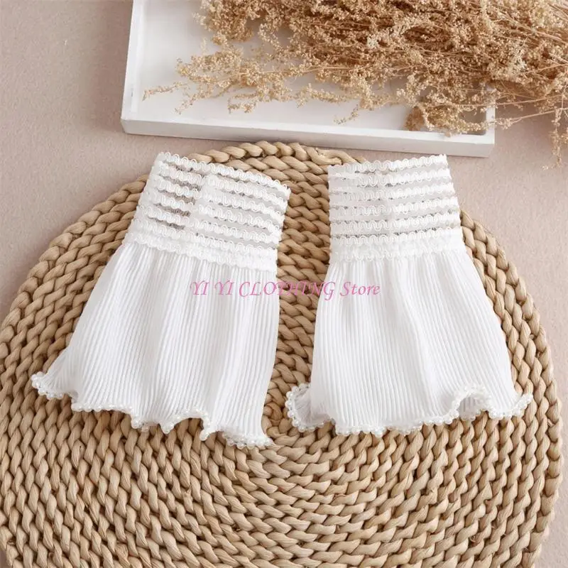 N5KFエレガントなフリルレースアームは、女性向けのフォーマルおよびカジュアルな服装のアップグレードのための弾力性のある手首の装飾的なフェイクスリーブをカバーしています