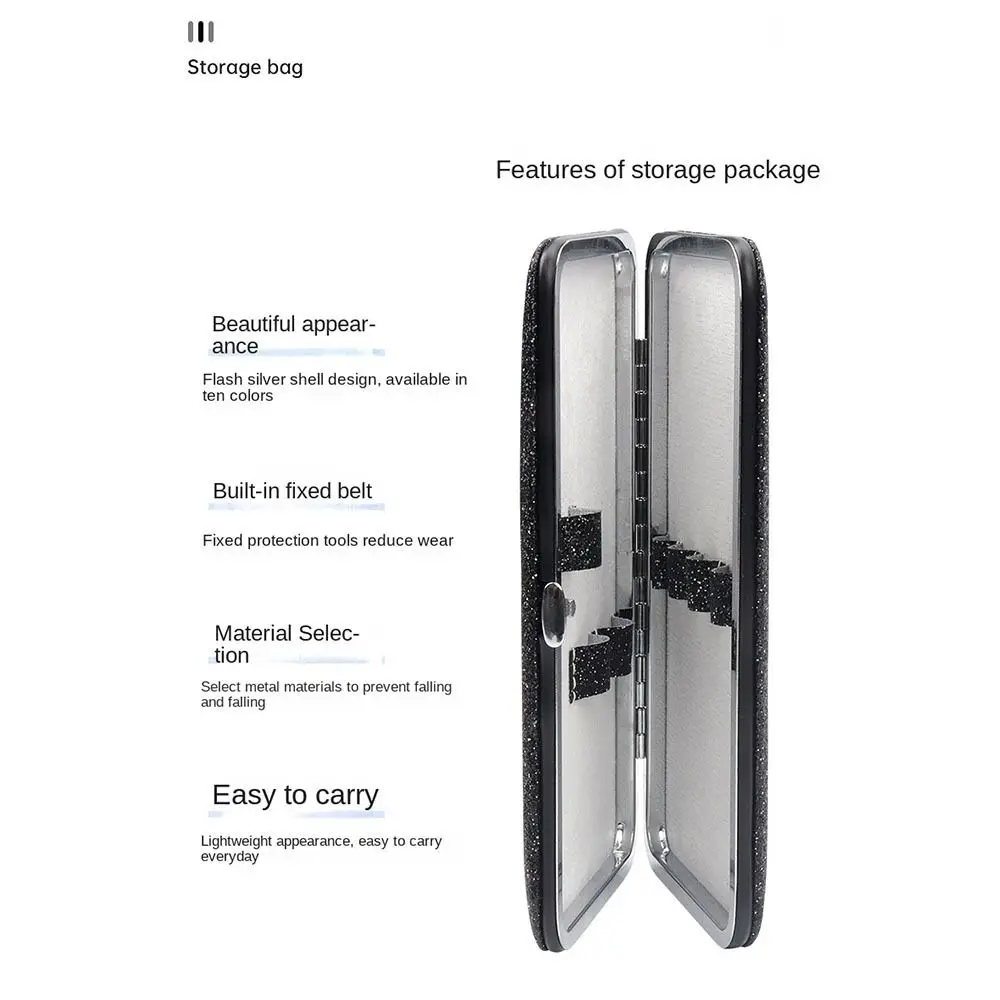 Shiny Eyelash Extension Tweezers Box Protective PVC Seven Slots Tweezers Storage Box 10 Colors Portable Eyelash Tweezer Bag