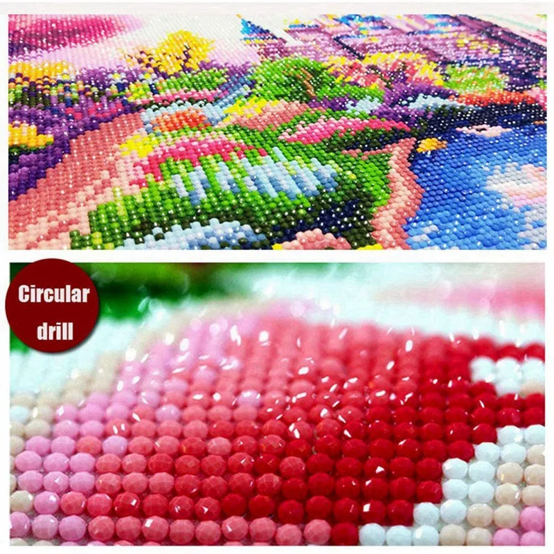 Zestawy do malowania diamentami dla dorosłych sztuka DIY pełne wiertło obraz Rhinestone haft kryształowy dekoracja ścienna domu domek