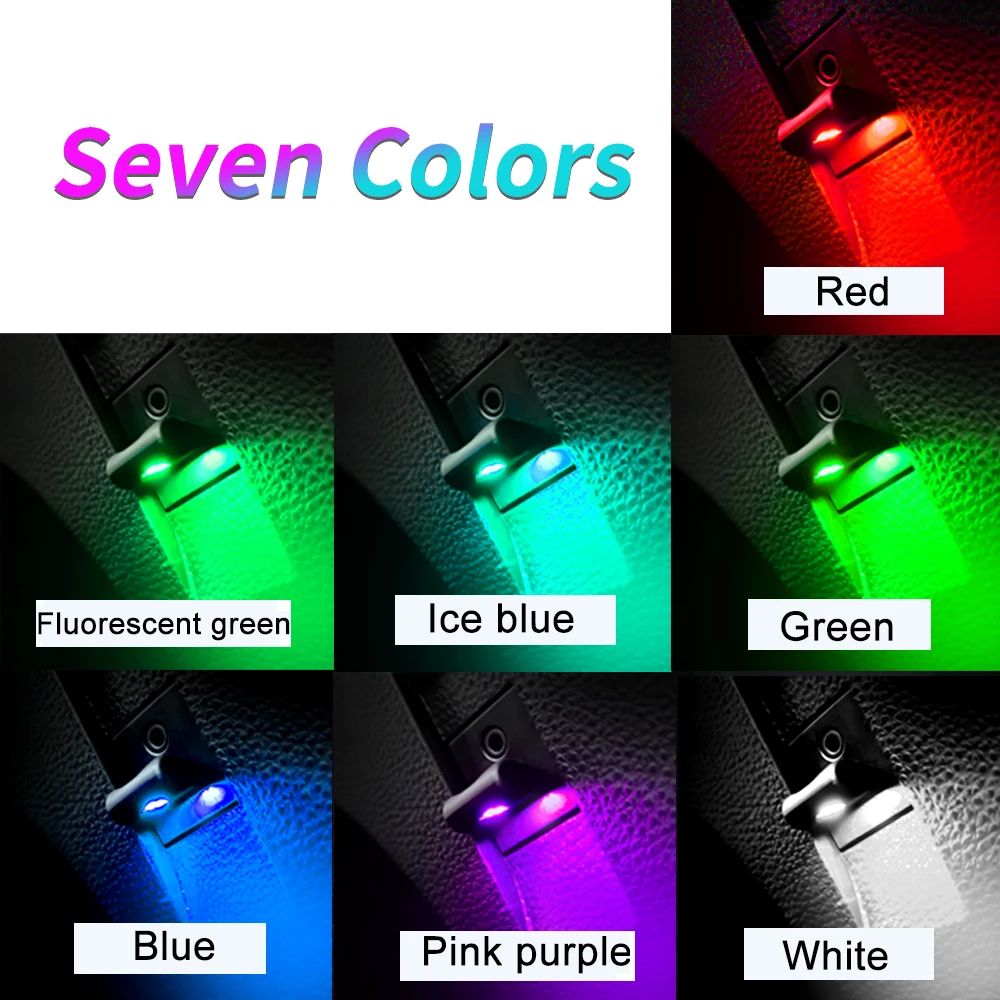 1x Car USB LED Button Control 7 Colors Atmosphere Lamp Decorative Bulb Portable Auto Interior Home Laptop Ambient Light