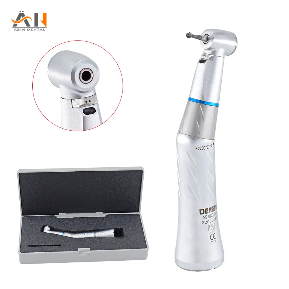 

Dental Equipment Supply Low Speed1:1 Contra Angle Handpiece LED Light Air Turbine Stainless Steel Blue Ring Fiber Optic 1:1