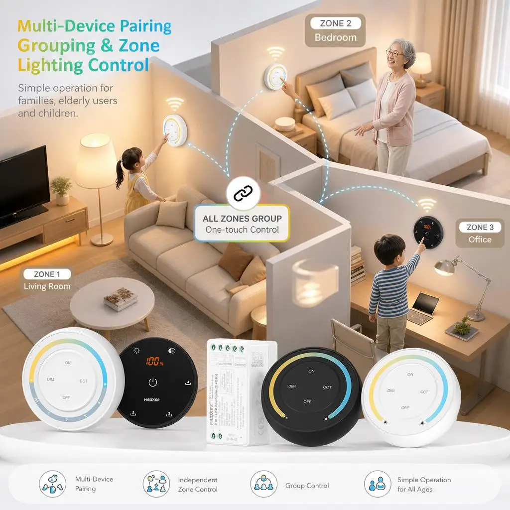 MiBoxer FUT035S+ S1 S1W+ K5 DC12-24V 2.4GHzRF 2in1 Dual White Single White COB Smart PWM LED Strip Light Dimmer Controller