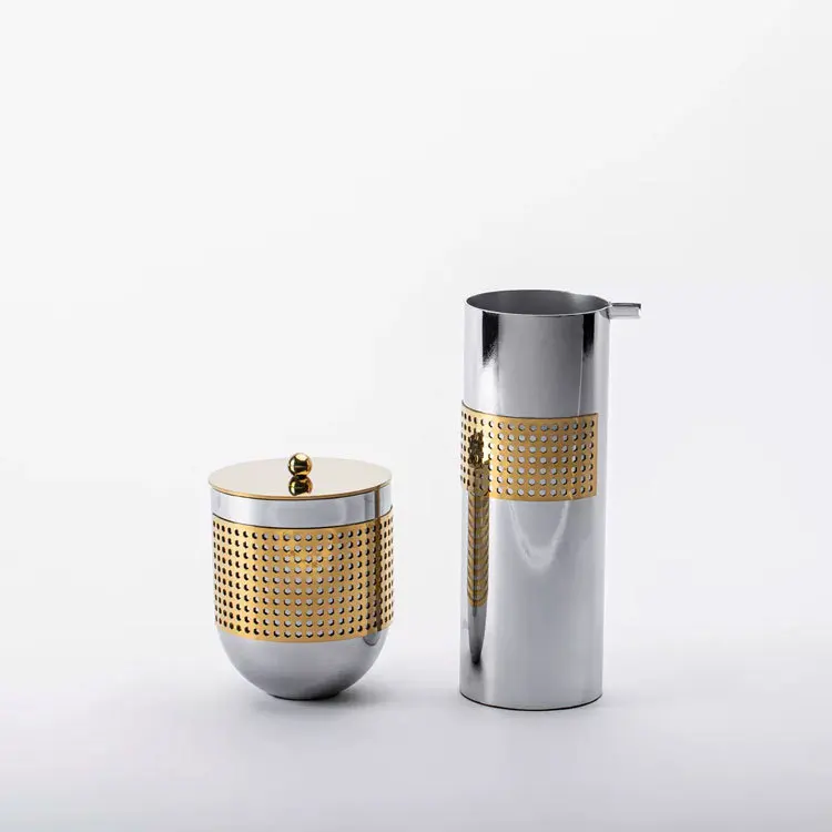 

Modern light luxury style metal kettle storage tank storage box hollow net gold silver decorative props ornament