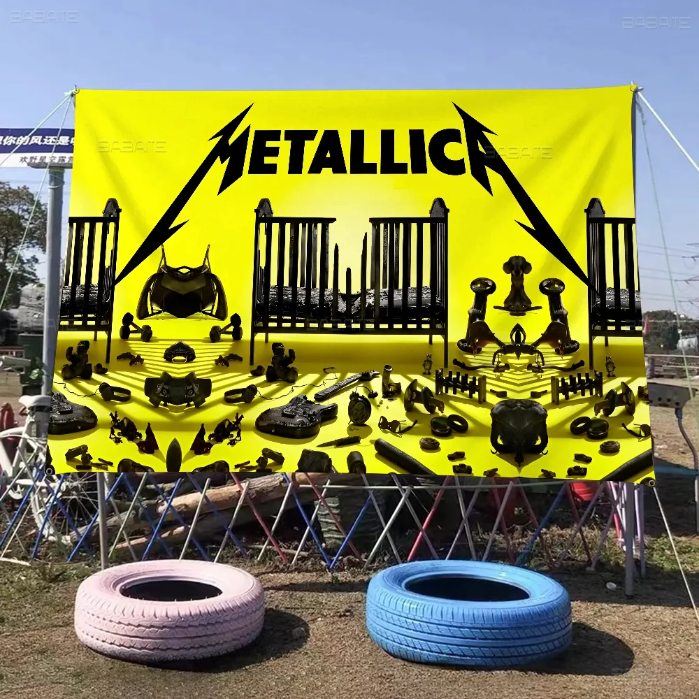 M-Metallica Cartoon Flag Art Science Fiction Room Home Decor Wall Hanging Home Decor Banner