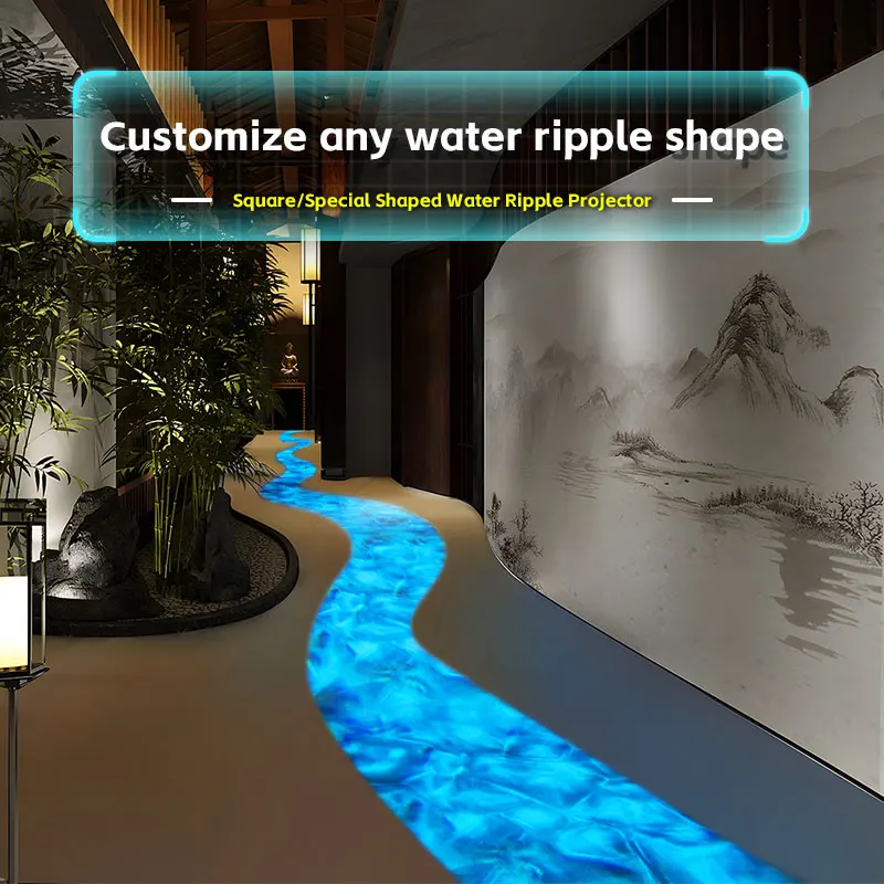 Square Waterproof Projection Lamp Dynamic Water Wave Logo Indoor Outdoor Atmosphere Light for Ground Corridor