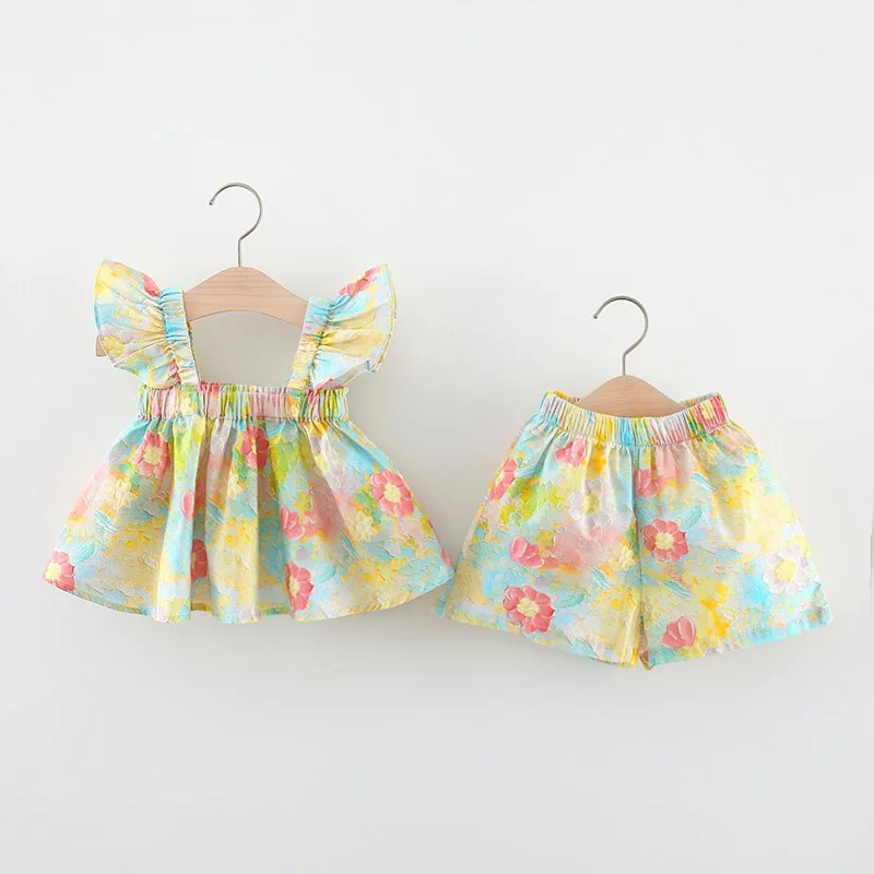 

Girls Cute Clothing Sets Summer 2024 Children Cotton Princess Dress Tops Shorts 2pcs Birthday Suit For Baby Costume Kids Outfits