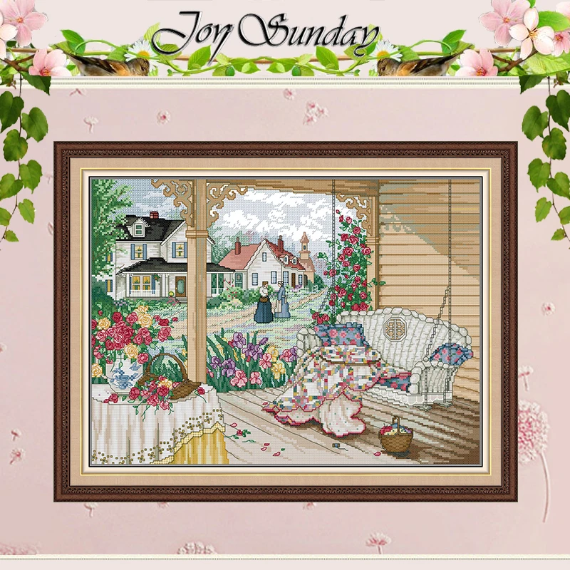 Villa Life Patterns Counted Cross Stitch Set DIY 11CT 14CT 16CT Stamped DMC Cross-stitch Kit Embroidery Needlework Home Decor