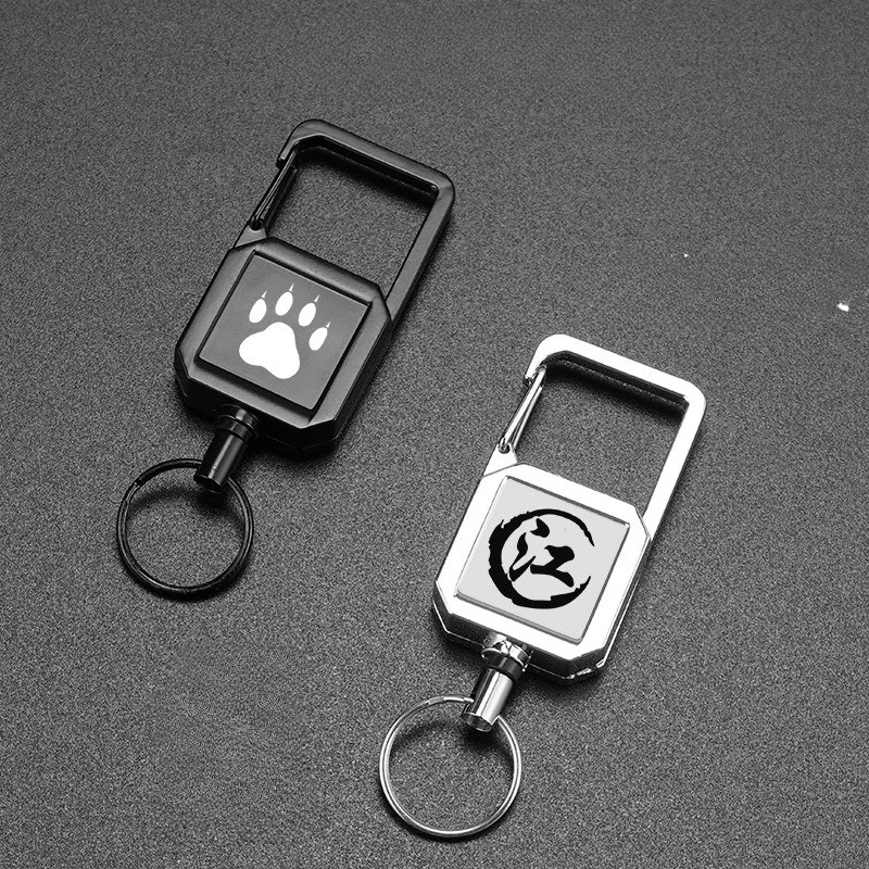 2026 Custom Engraved Retractable Keychain, Heavy Duty Metal Keyring, Personalized ID Badge Reel Key Chain, Spiral Spring Gift