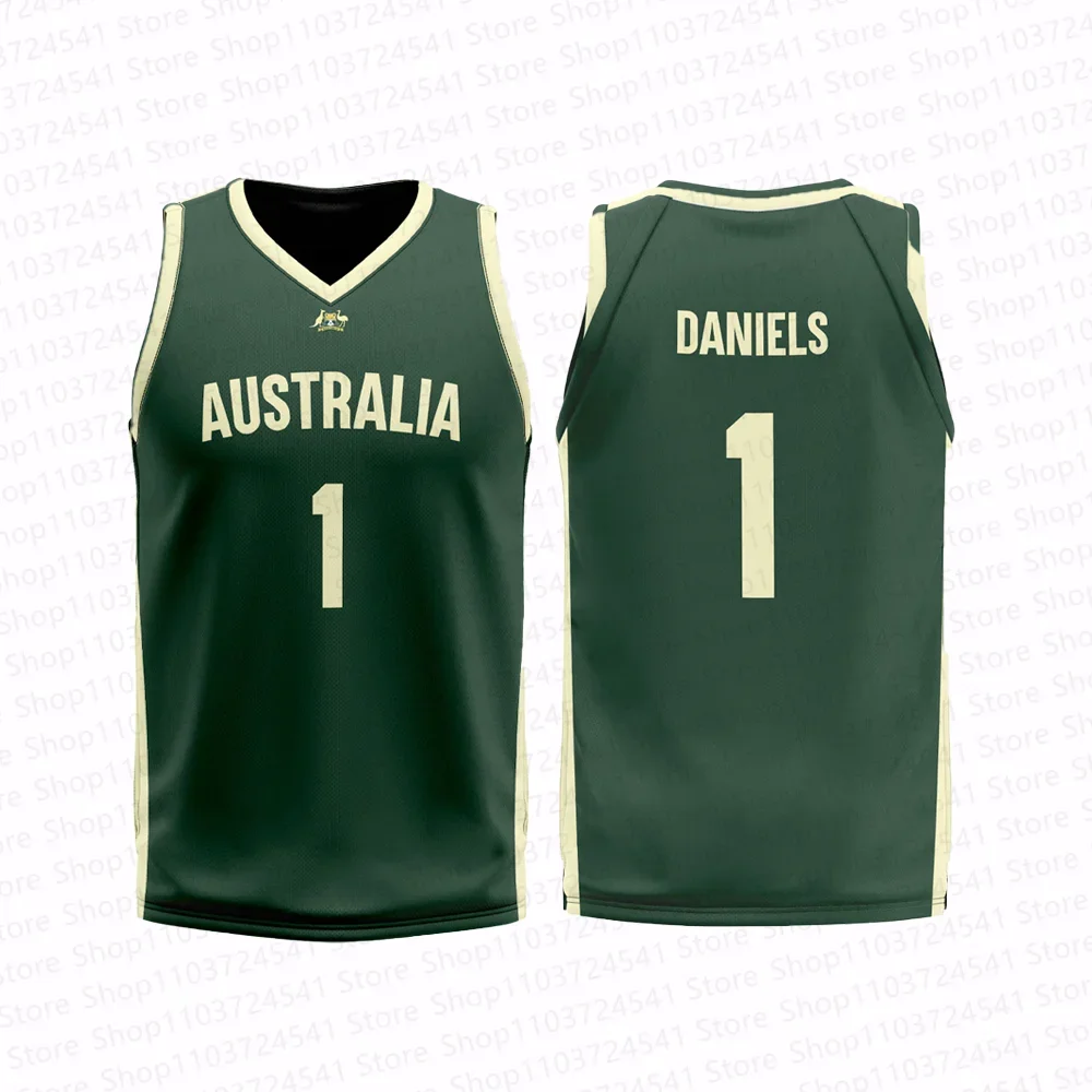 2024 Australia Basketball Jersey T shirt Summer Men/Boy Basketball Sports Sleeveless Vest Tshirt Special Basketball Jersey Set