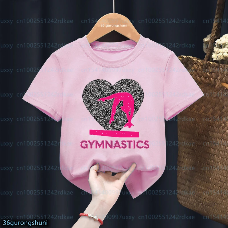 T-shirt für mädchen Turnerin T-shirt Rhythmische Turnerin Tshirts Benutzerdefinierte name Mode Harajuku Mädchen Rosa Tops Sommer Kinder T-shirts