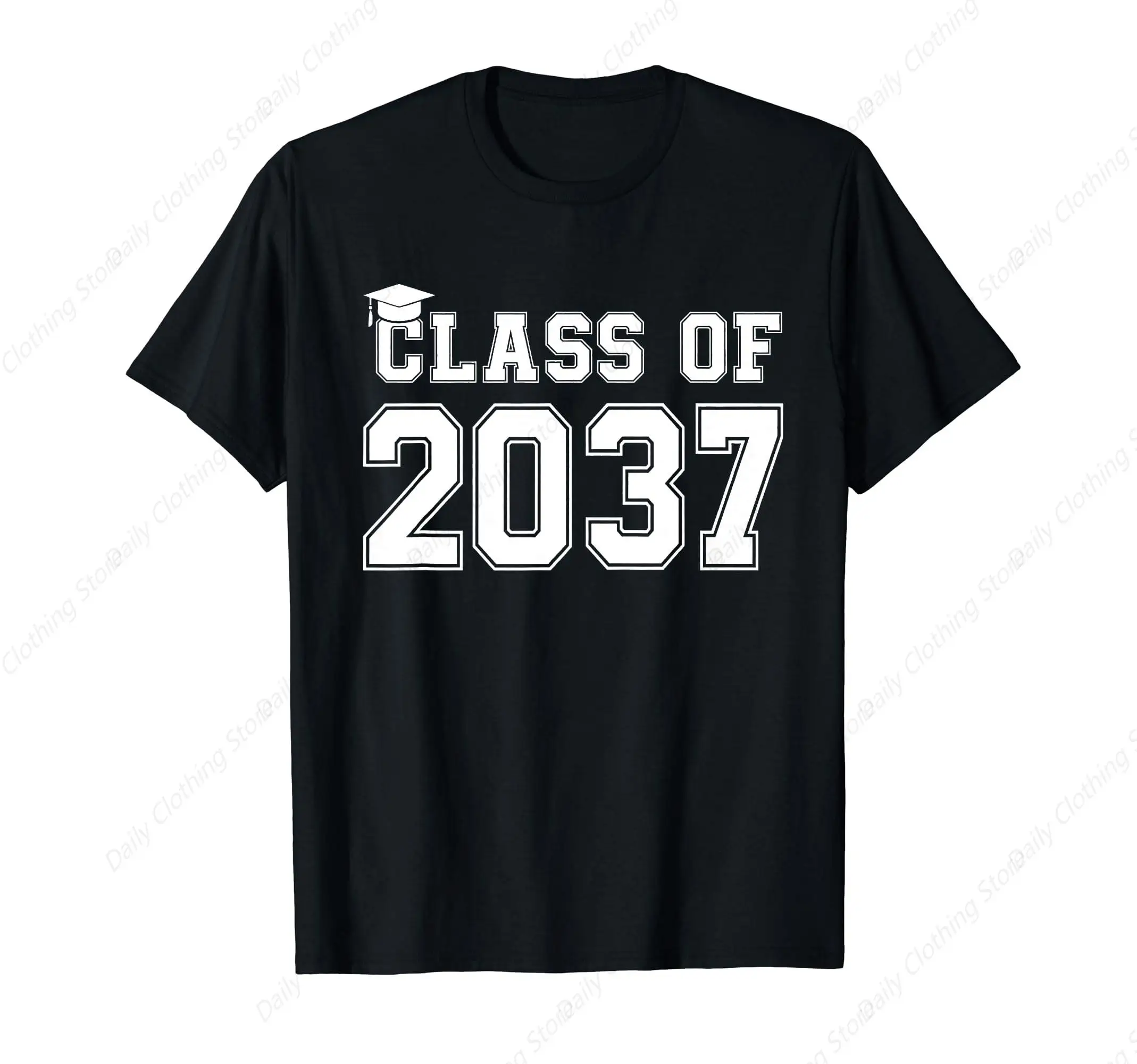 Class Of 2037 Grow With Me Graduation Handprint T-Shirt Graphic Clothing Gifts Short Sleeve Leisure Comfortable Tops