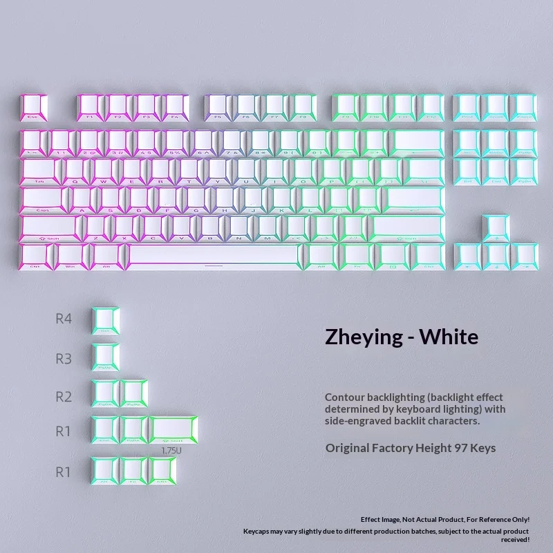 White original 97 key side illuminated small full set dual color magnetic axis mechanical keyboard