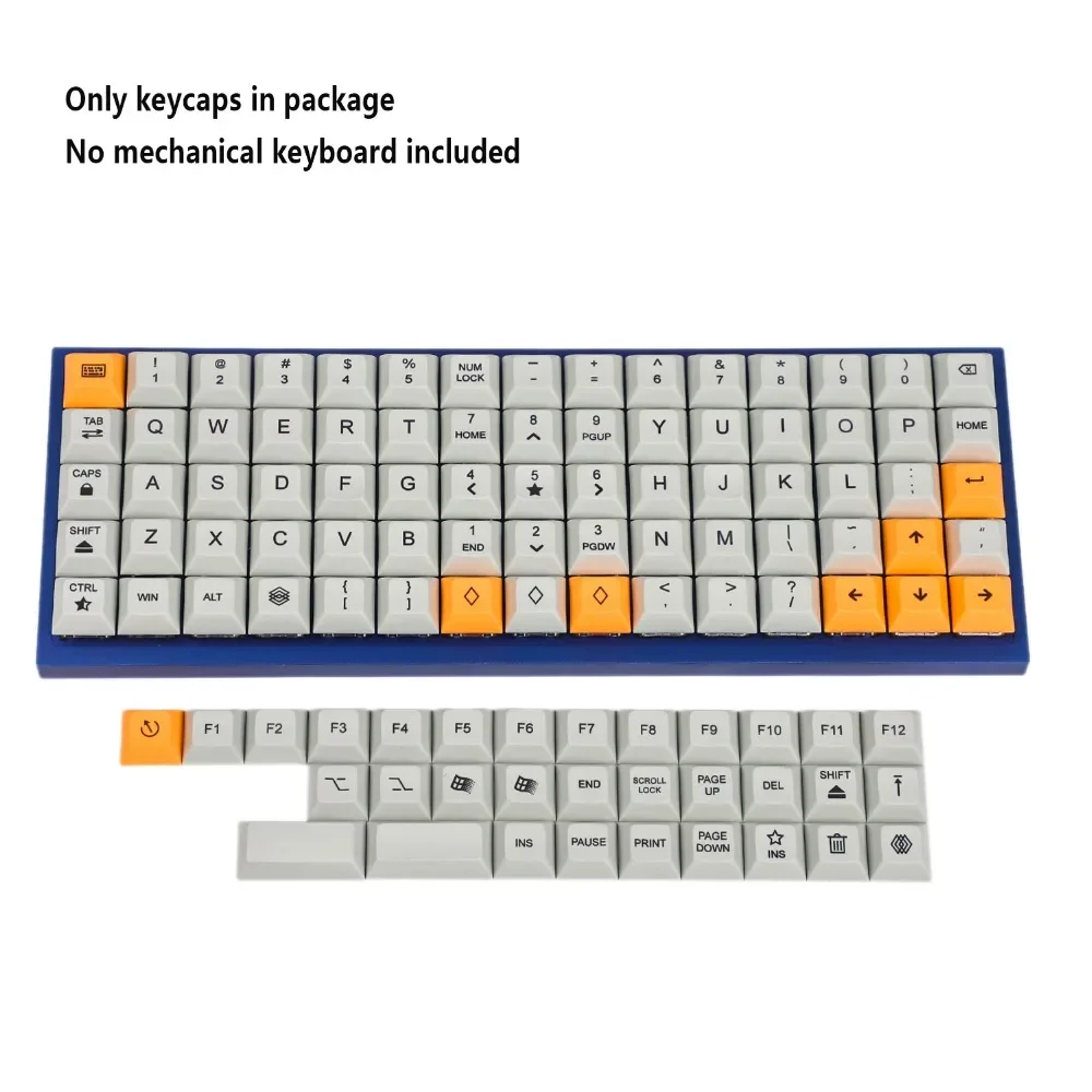 YMDK DSA Gray Orange 107 Keycaps Dye Sub PBT 1.4mm Thickness Ortholinear XD75 ID75 Planck Preonic Niu40 Corne Split46 Split 36
