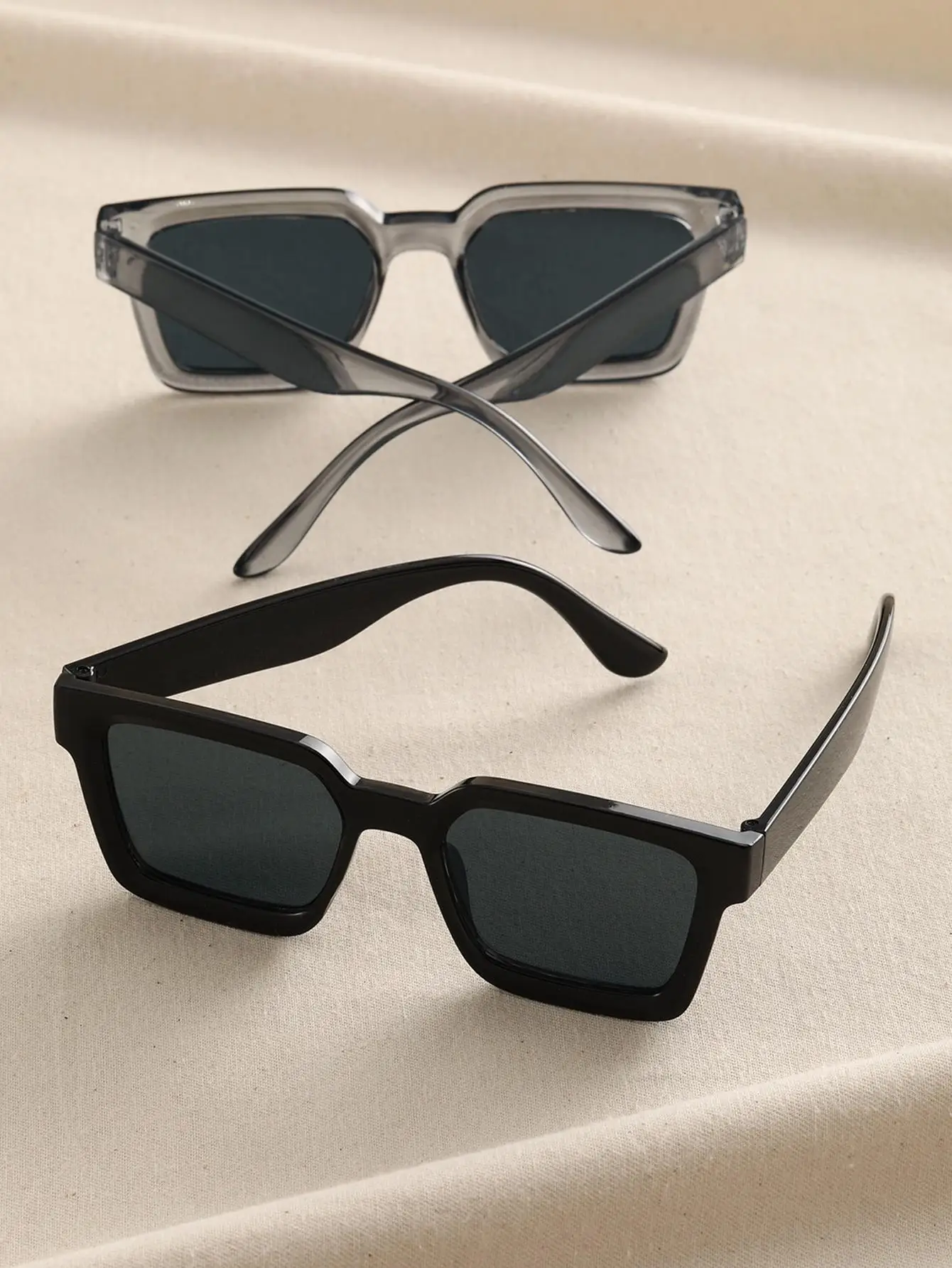 2pcs Women Men Square Frame Fashion Sunglasses For Vacation Driving UV400 Cycling Accessories