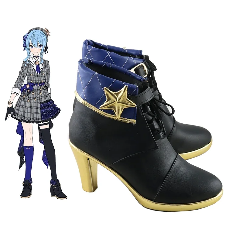 Vtuber hoshijapan-Botas de cuero para cosplay para mujer, zapatos de tacón alto para fiesta de Halloween