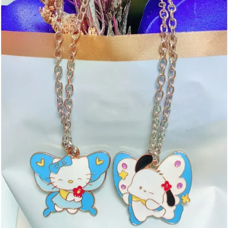 Sanrio Hello Kitty Ketting Anime Figuren Cartoon Gelegeerde Ketting Q Beeldjes Cinnamoroll Pochacco Anime Kinderen Verjaardagscadeaus