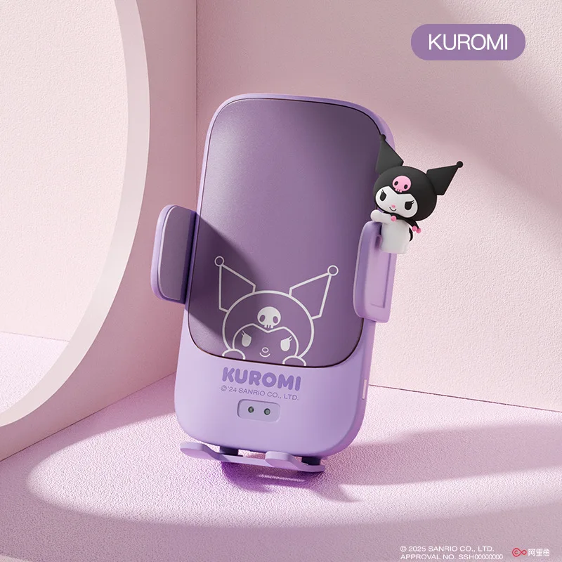 

Car Mobile Phone Stand Kulomi Hellokitty Pink Black Upgraded Wireless Charger Car Navigation Air Outlet Support Frame Car Beauty