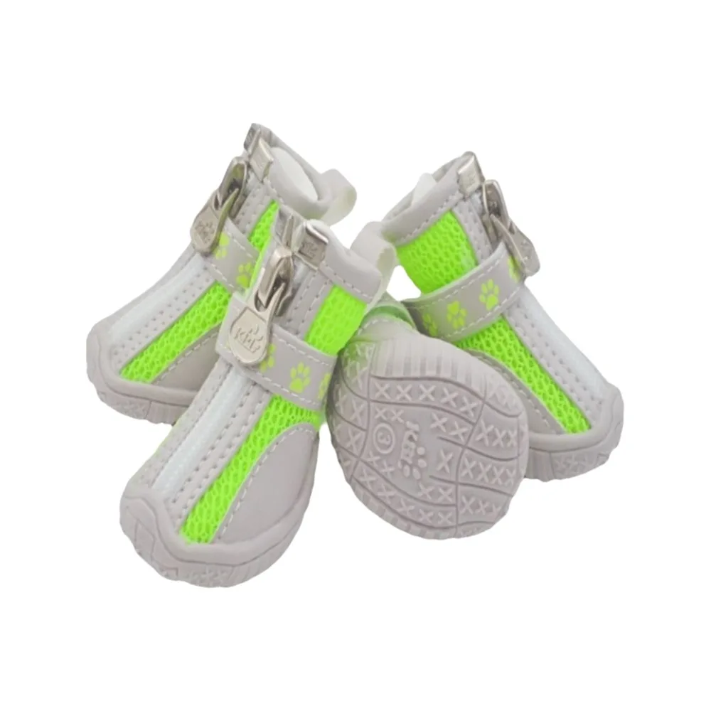 

4Pcs/Set Breathable Dog Mesh Shoes Wear-resistant Anti-slip Mesh Pet Shoe Cover with Zipper Protective Pet Dog Shoes