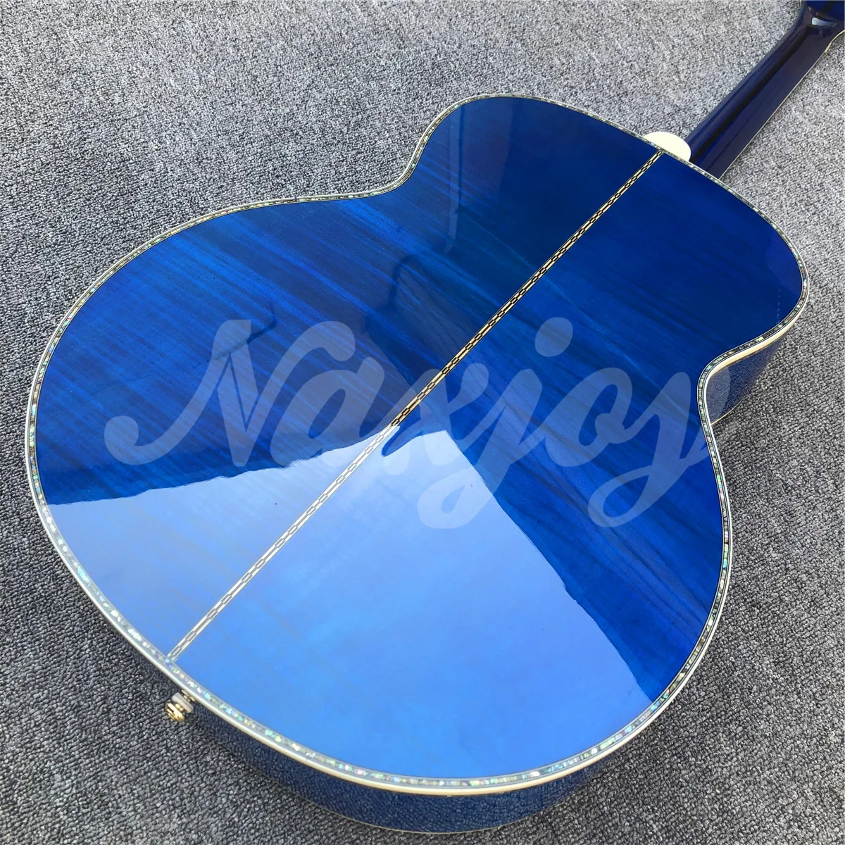 43 Inches Blue Solid Spruce J200 Acoustic Guitar Abalone Ebony Flame Maple Body Electric Guitarra