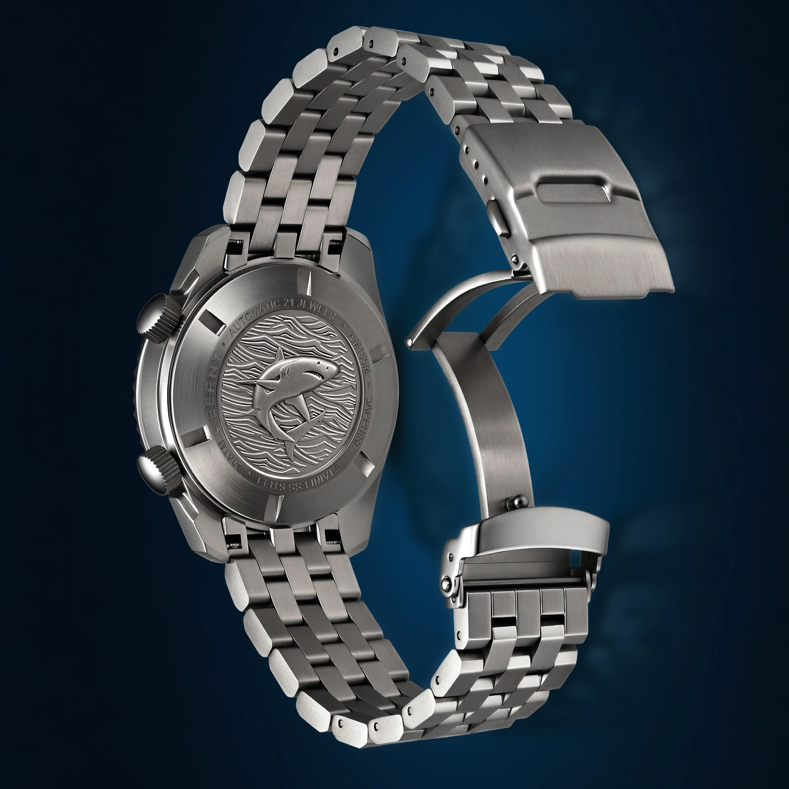 BERNY Automatic Diver Watch for Men Top Luxury Sapphire 316L Steel New Wave Dial 200M Waterproof Mechanical Diving Men's Watches view 6