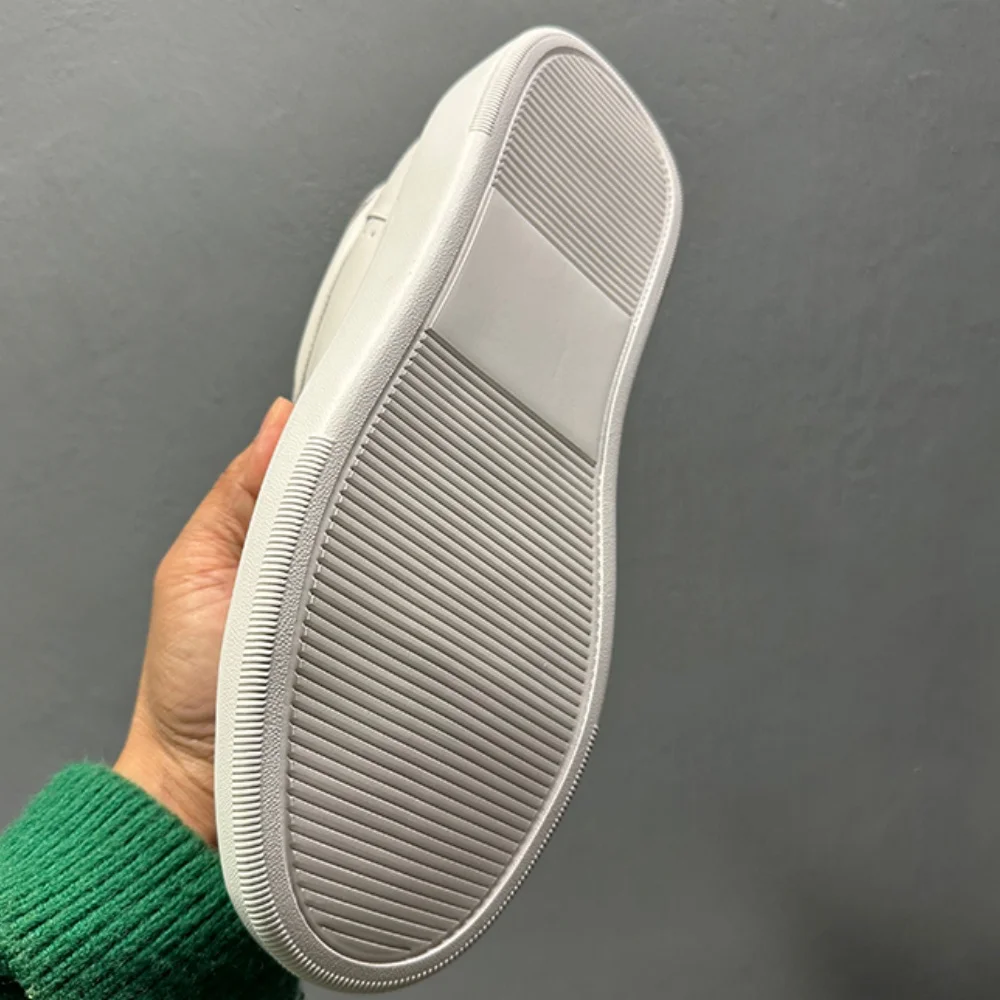 أحذية رياضية بيضاء للرجال من الجلد بنمط تنفيذي بنعال سميكة وارتفاع غير مرئي يزيد من الأحذية الأنيقة لجميع المناسبات #5