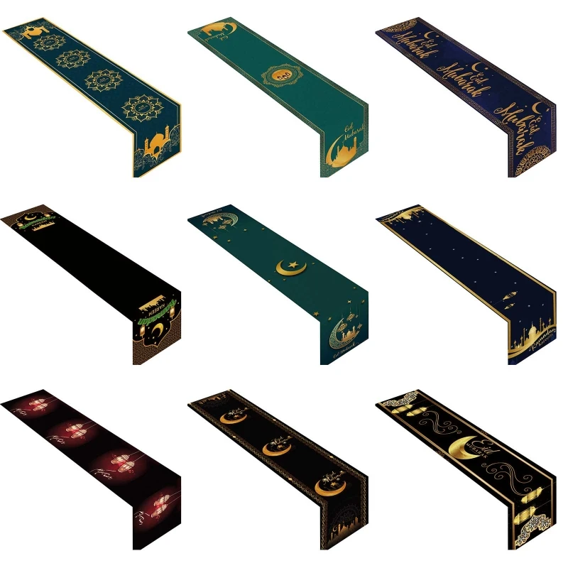Eid Mubarak Table Runner Islamic Eid Festival Celebration Table Decoration Muslim Ramadan Party Decor Supply for Table 12 A0KC