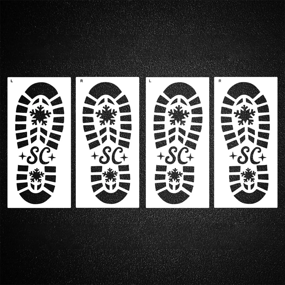 4/6PCS DIY Christmas Footprint Stencils Reusable White Scrapbook Footprint Embossing Stencils Laser-cut Plastic