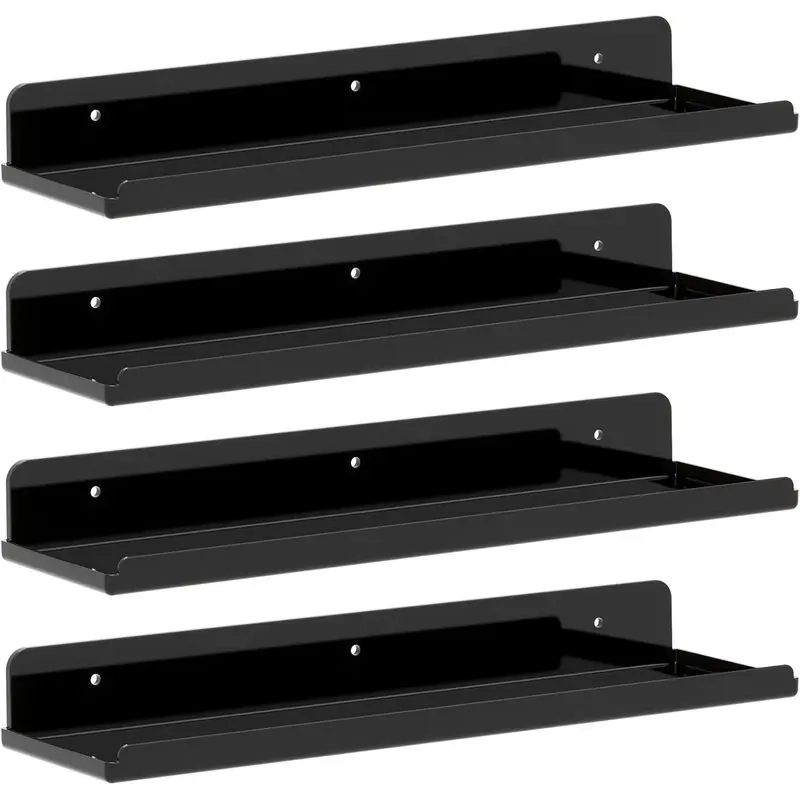 Wall Mounted Floating Acrylic Bathroom Shelf, Punch-Free Waterproof Display Storage Rack, Minimalist Toiletries Cosmetics Wall